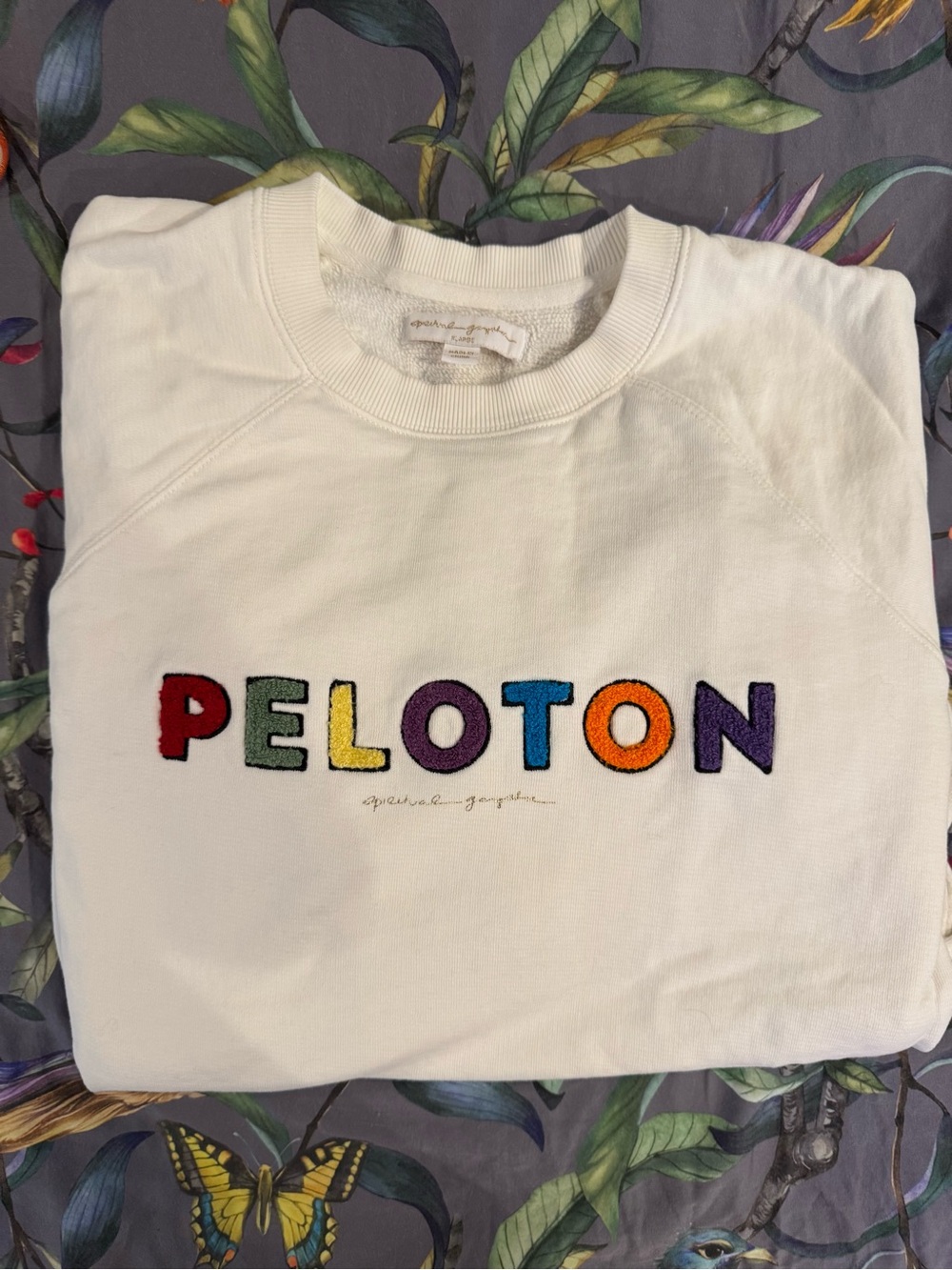 Peloton x Spiritual Gangster Multicolor Logo White Crewneck Sweatshirt